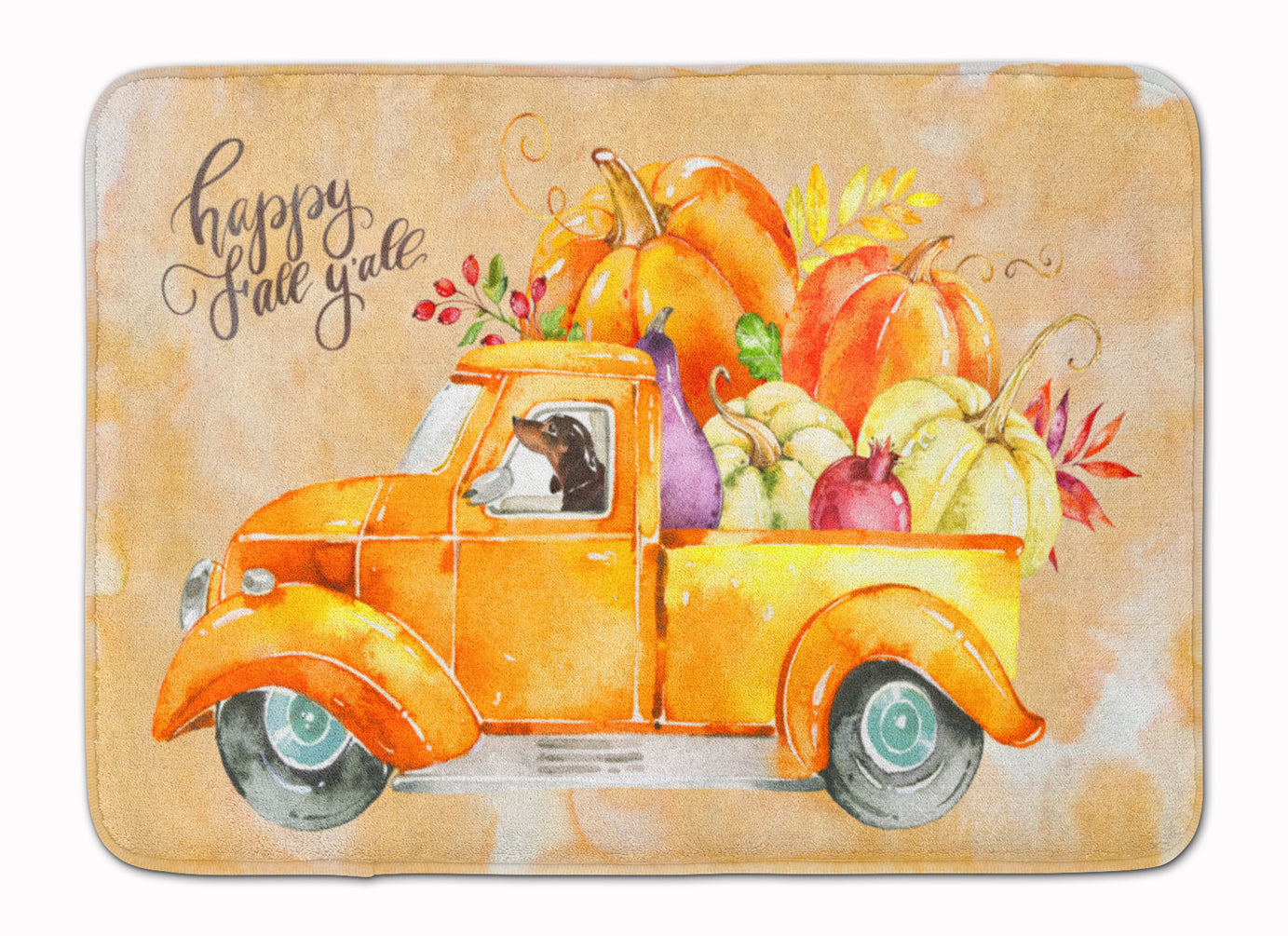Fall Harvest Dachshund Memory Foam Kitchen Mat Machine Washable Anti-Fatigue Cushion Comfort Bath or Kitchen Rug
