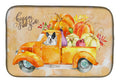 Fall Harvest French Bulldog Dish Drying Mat Absorbent Dish Drying Mat Pad for Kitchen Counter Dish Drainer Mat for Countertop, 14 x 21", Multicolor