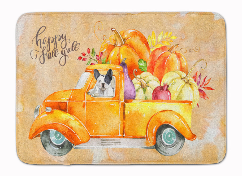 Fall Harvest French Bulldog Memory Foam Kitchen Mat Machine Washable Anti-Fatigue Cushion Comfort Bath or Kitchen Rug