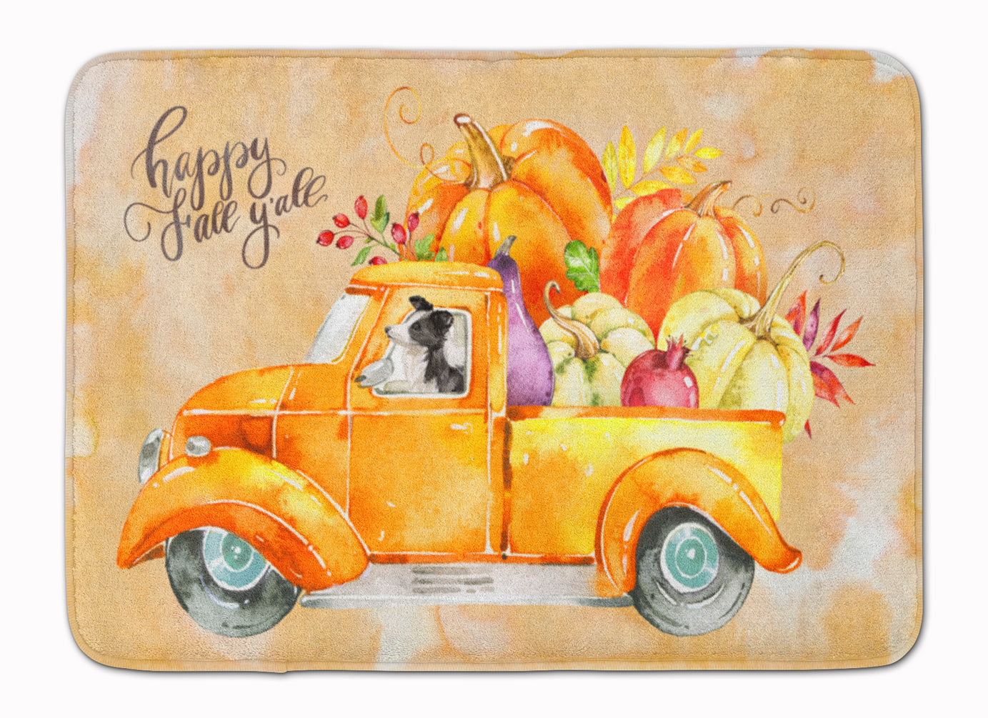 Fall Harvest Border Collie Memory Foam Kitchen Mat Machine Washable Anti-Fatigue Cushion Comfort Bath or Kitchen Rug