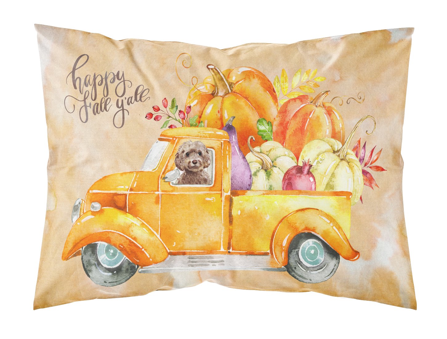 Fall Harvest Brown Cockapoo Standard Pillowcase Lightweight Super Soft Easy Care Decorative Artwork Pillowcase, Standard