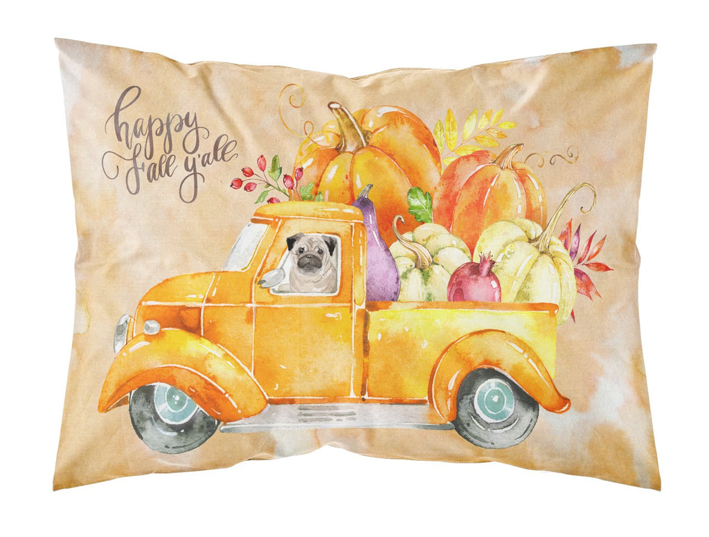 Fall Harvest Pug Standard Pillowcase Lightweight Super Soft Easy Care Decorative Artwork Pillowcase, Standard