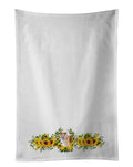 Shiba Inu in Sunflowers Kitchen Towel Set of 2 White Dish Towels Decorative Bathroom Hand towel for Hand, Face, Hair, Yoga, Tea, Dishcloth, 19 X 28", White