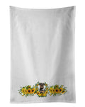 Rottweiler in Sunflowers Kitchen Towel Set of 2 White Dish Towels Decorative Bathroom Hand towel for Hand, Face, Hair, Yoga, Tea, Dishcloth, 19 X 28", White