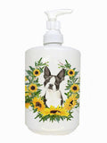 Boston Terrier in Sunflowers Ceramic Soap Dispenser , Empty Refillable Hand Soap Pump Bottle for Bathroom Kitchen