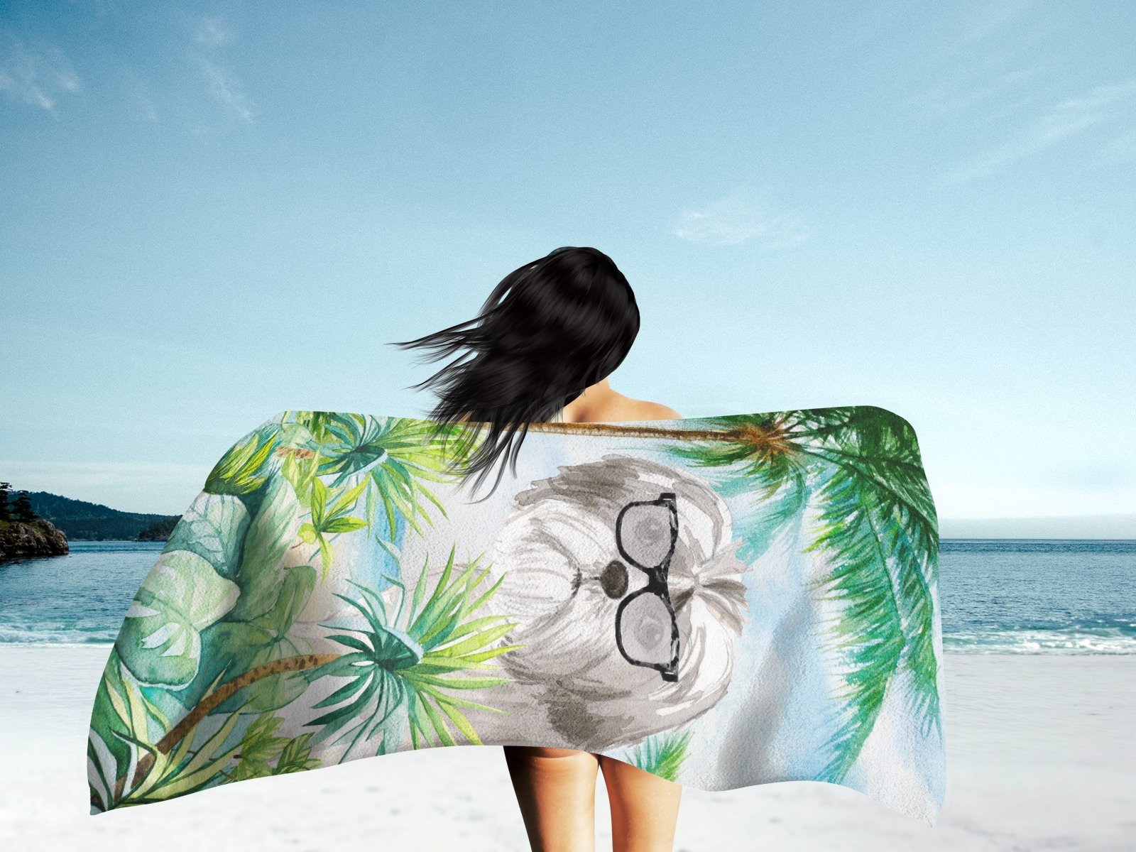 Shih Tzu Puppy Premium Beach Towel Oversized Towel Beach Blanket, Pool, Beach Essentials, Yoga, Premium Bath Towel, Quick Dry Plush