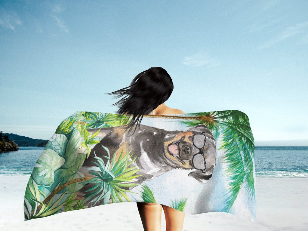 Rottweiler Premium Beach Towel Oversized Towel Beach Blanket, Pool, Beach Essentials, Yoga, Premium Bath Towel, Quick Dry Plush