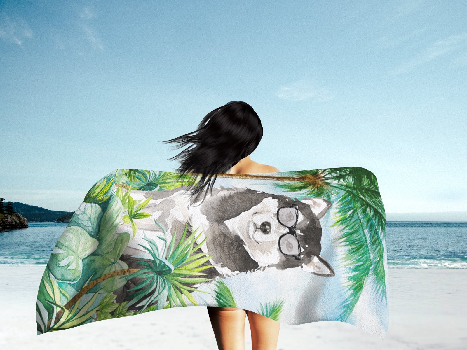 Alaskan Malamute Premium Beach Towel Oversized Towel Beach Blanket, Pool, Beach Essentials, Yoga, Premium Bath Towel, Quick Dry Plush