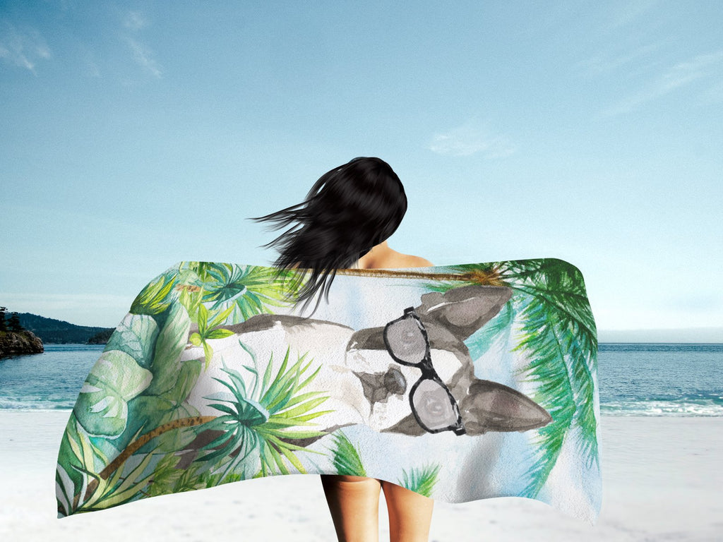 Boston Terrier Premium Beach Towel Oversized Towel Beach Blanket, Pool, Beach Essentials, Yoga, Premium Bath Towel, Quick Dry Plush