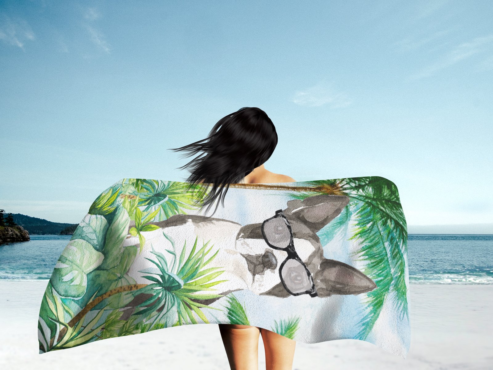 Boston Terrier Premium Beach Towel Oversized Towel Beach Blanket, Pool, Beach Essentials, Yoga, Premium Bath Towel, Quick Dry Plush
