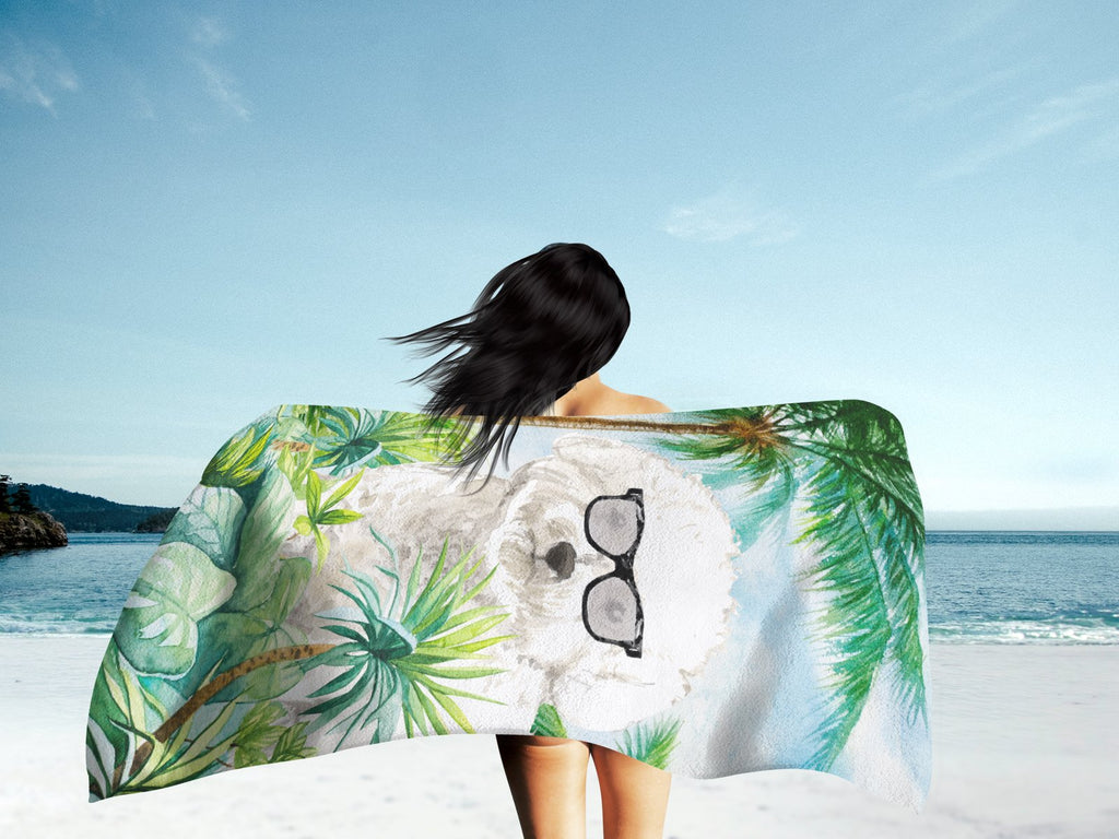 Bichon Frise Premium Beach Towel Oversized Towel Beach Blanket, Pool, Beach Essentials, Yoga, Premium Bath Towel, Quick Dry Plush