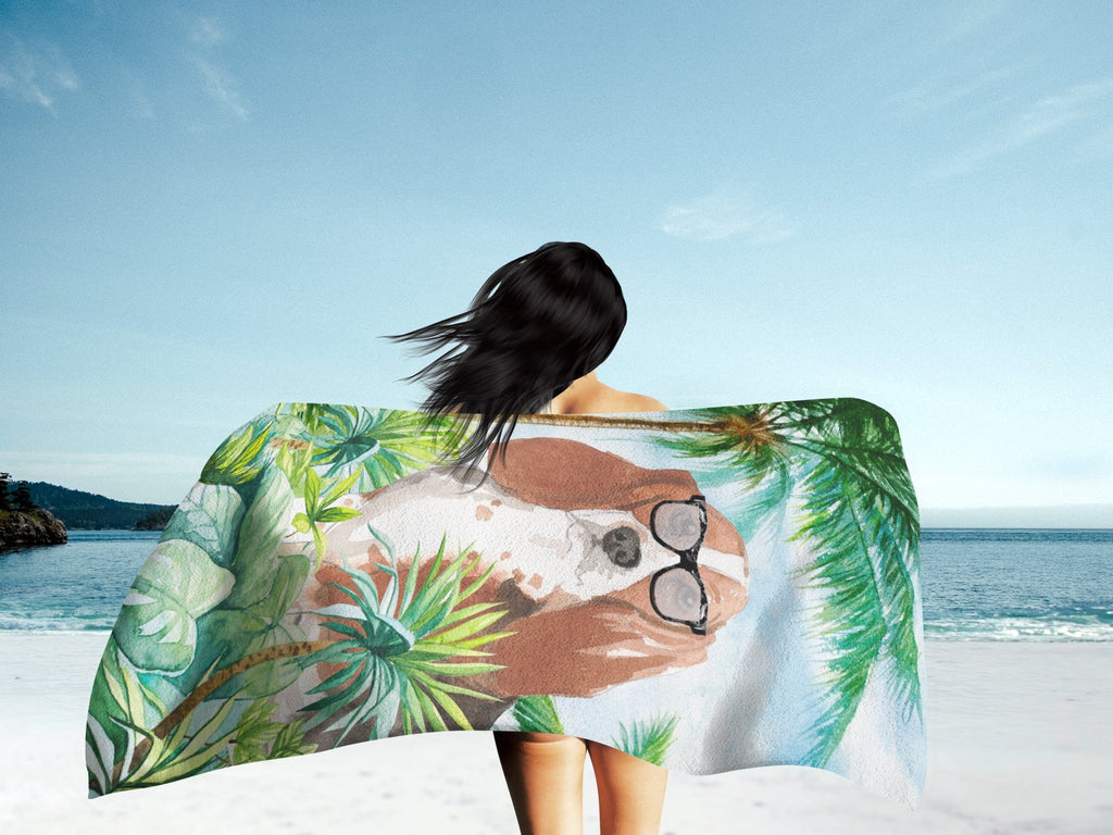 Basset Hound Premium Beach Towel Oversized Towel Beach Blanket, Pool, Beach Essentials, Yoga, Premium Bath Towel, Quick Dry Plush