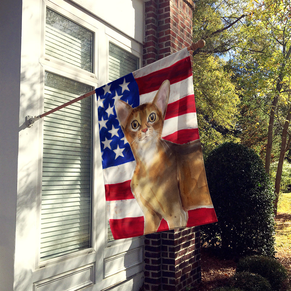 Abyssinian American Flag House Flag 28x40 Porch Sleeve Pole Decorative Outside Yard Banner Artwork Wall Hanging, Polyester