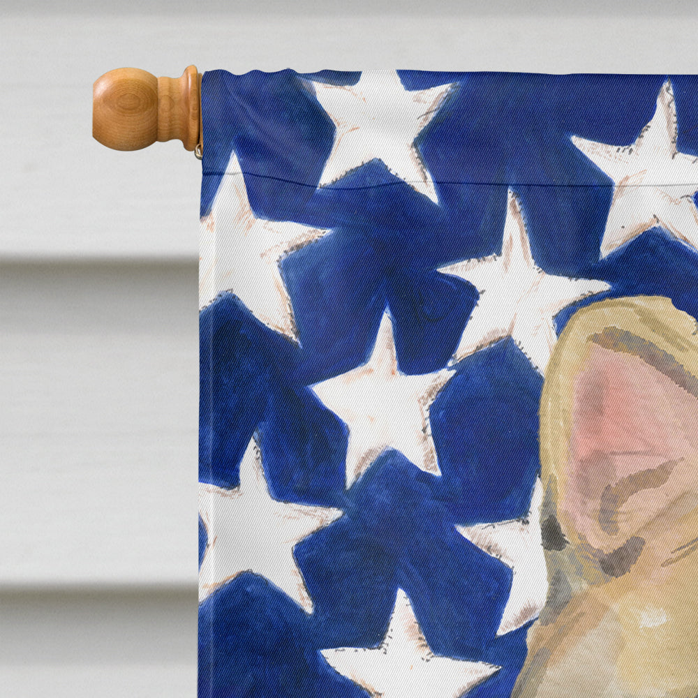 American Shorthair Brown Tabby American Flag House Flag 28x40 Porch Sleeve Pole Decorative Outside Yard Banner Artwork Wall Hanging, Polyester