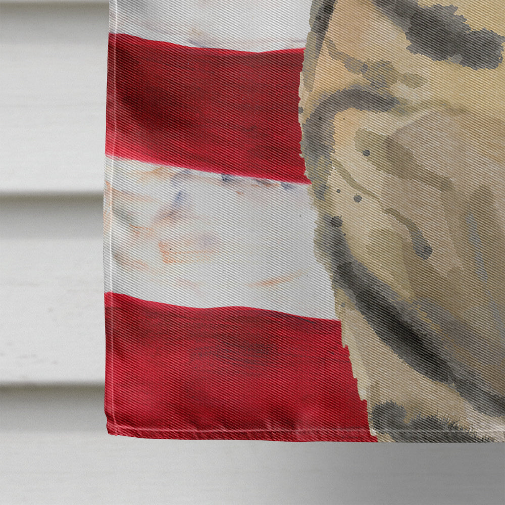 American Shorthair Brown Tabby American Flag House Flag 28x40 Porch Sleeve Pole Decorative Outside Yard Banner Artwork Wall Hanging, Polyester
