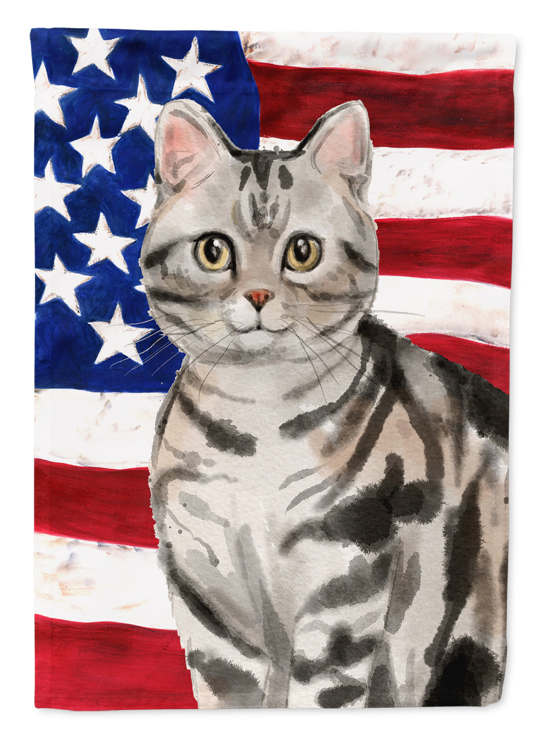 American Shorthair American Flag House Flag 28x40 Porch Sleeve Pole Decorative Outside Yard Banner Artwork Wall Hanging, Polyester