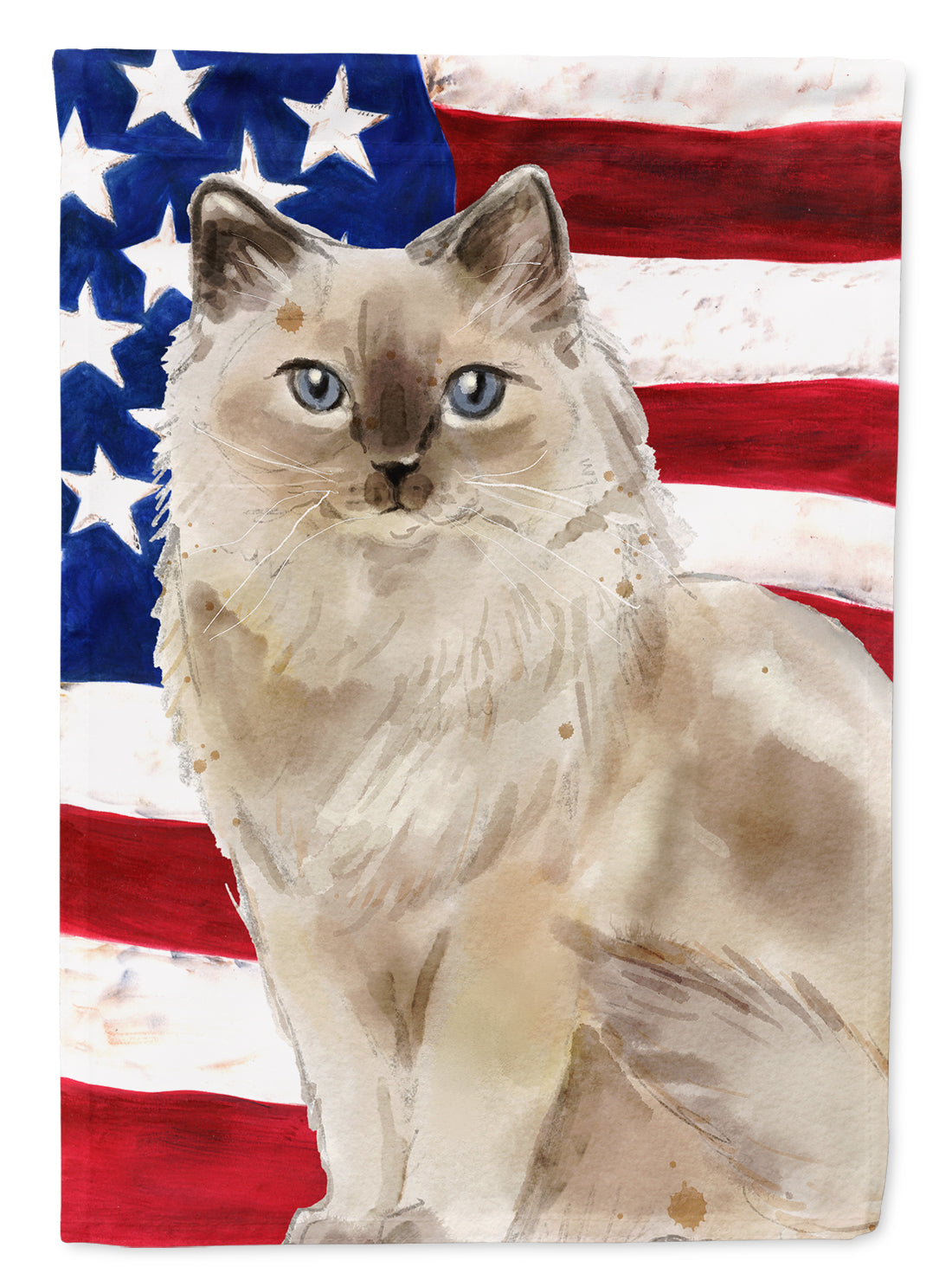 Ragdoll American Flag House Flag 28x40 Porch Sleeve Pole Decorative Outside Yard Banner Artwork Wall Hanging, Polyester