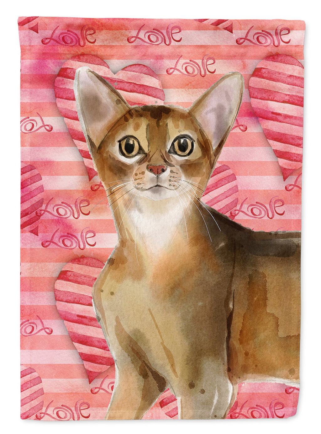 Abyssinian Cat Love House Flag 28x40 Porch Sleeve Pole Decorative Outside Yard Banner Artwork Wall Hanging, Polyester