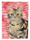American Shorthair Brown Tabby Cat Love House Flag 28x40 Porch Sleeve Pole Decorative Outside Yard Banner Artwork Wall Hanging, Polyester