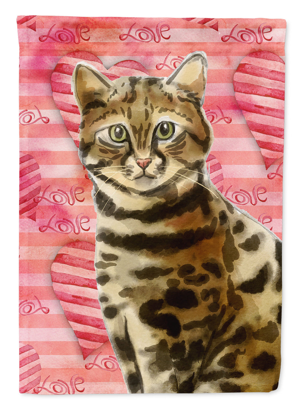 Bengal Cat Love House Flag 28x40 Porch Sleeve Pole Decorative Outside Yard Banner Artwork Wall Hanging, Polyester
