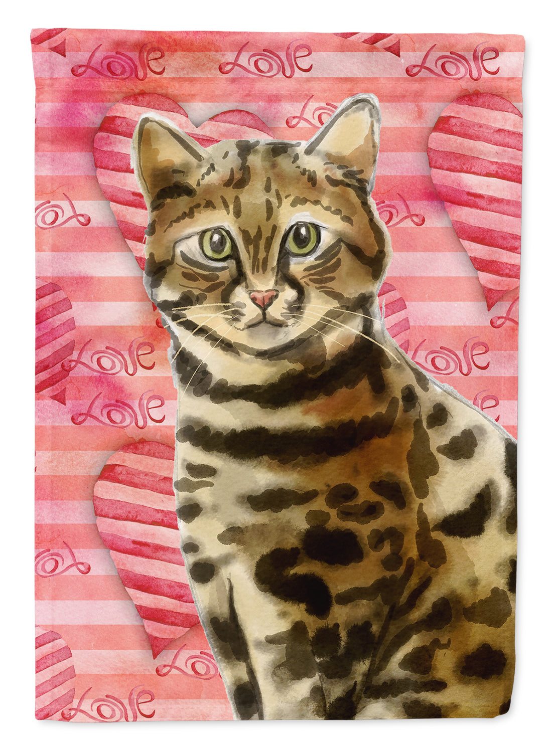 Bengal Cat Love House Flag 28x40 Porch Sleeve Pole Decorative Outside Yard Banner Artwork Wall Hanging, Polyester