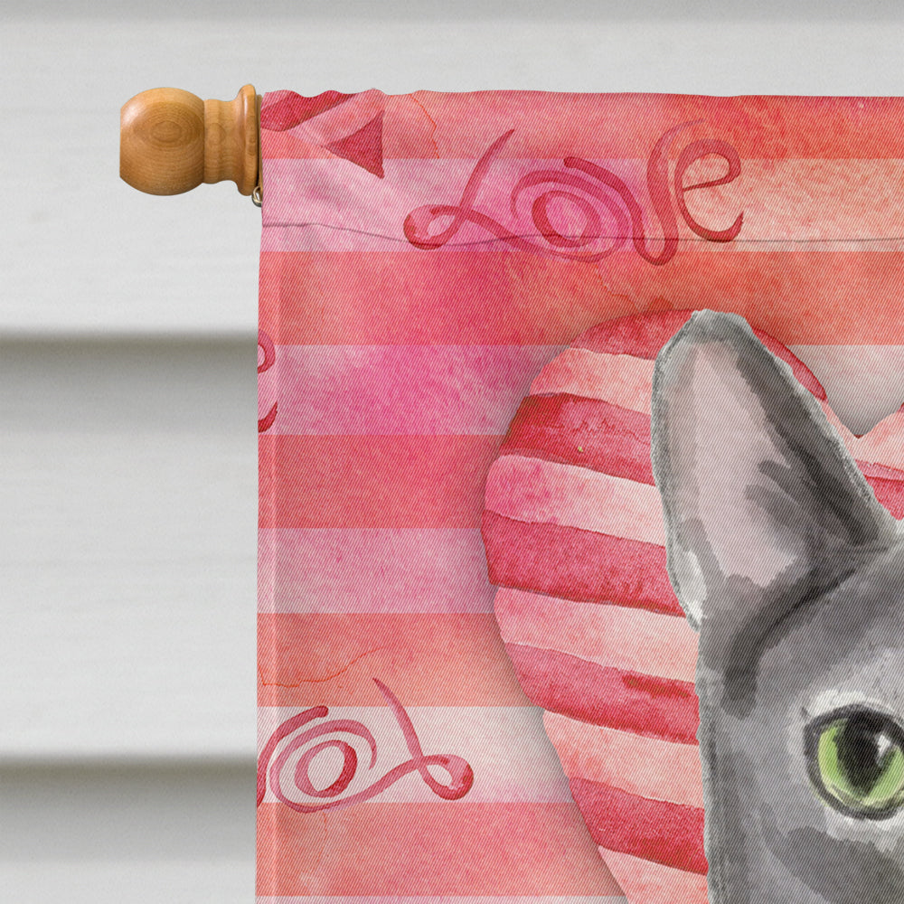 Blue Russian Cat Love House Flag 28x40 Porch Sleeve Pole Decorative Outside Yard Banner Artwork Wall Hanging, Polyester