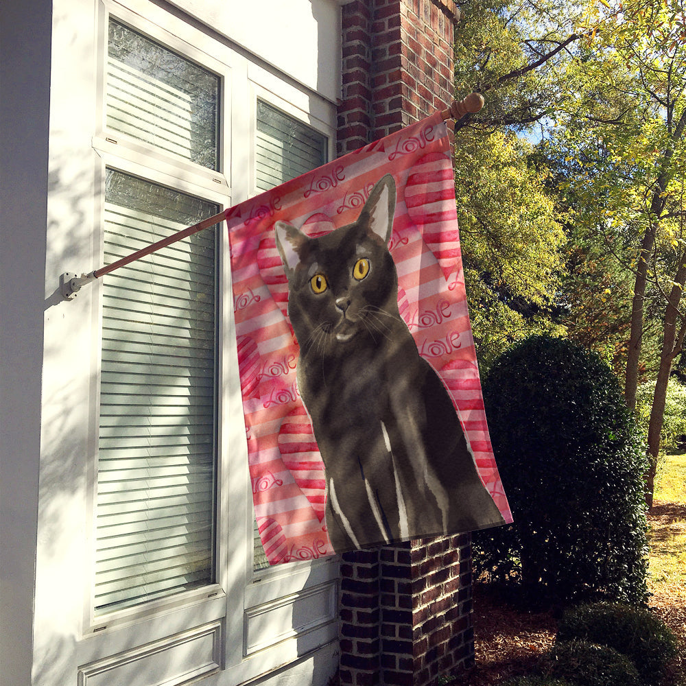 Bombay Cat Love House Flag 28x40 Porch Sleeve Pole Decorative Outside Yard Banner Artwork Wall Hanging, Polyester
