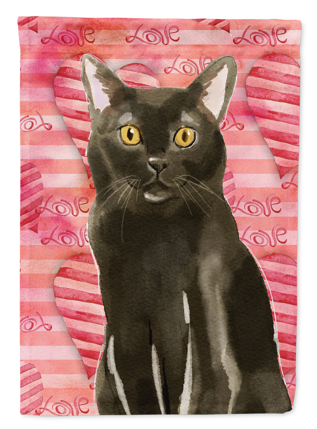 Bombay Cat Love House Flag 28x40 Porch Sleeve Pole Decorative Outside Yard Banner Artwork Wall Hanging, Polyester