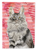 Maine Coon Cat Love House Flag 28x40 Porch Sleeve Pole Decorative Outside Yard Banner Artwork Wall Hanging, Polyester