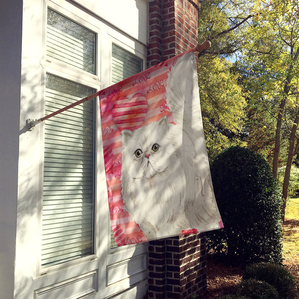 Persian Cat Love House Flag 28x40 Porch Sleeve Pole Decorative Outside Yard Banner Artwork Wall Hanging, Polyester