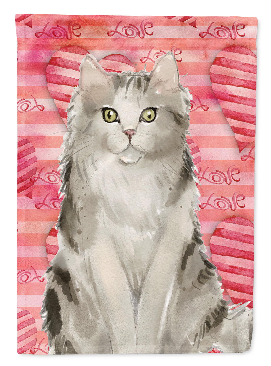 Ragamuffin Cat Love House Flag 28x40 Porch Sleeve Pole Decorative Outside Yard Banner Artwork Wall Hanging, Polyester