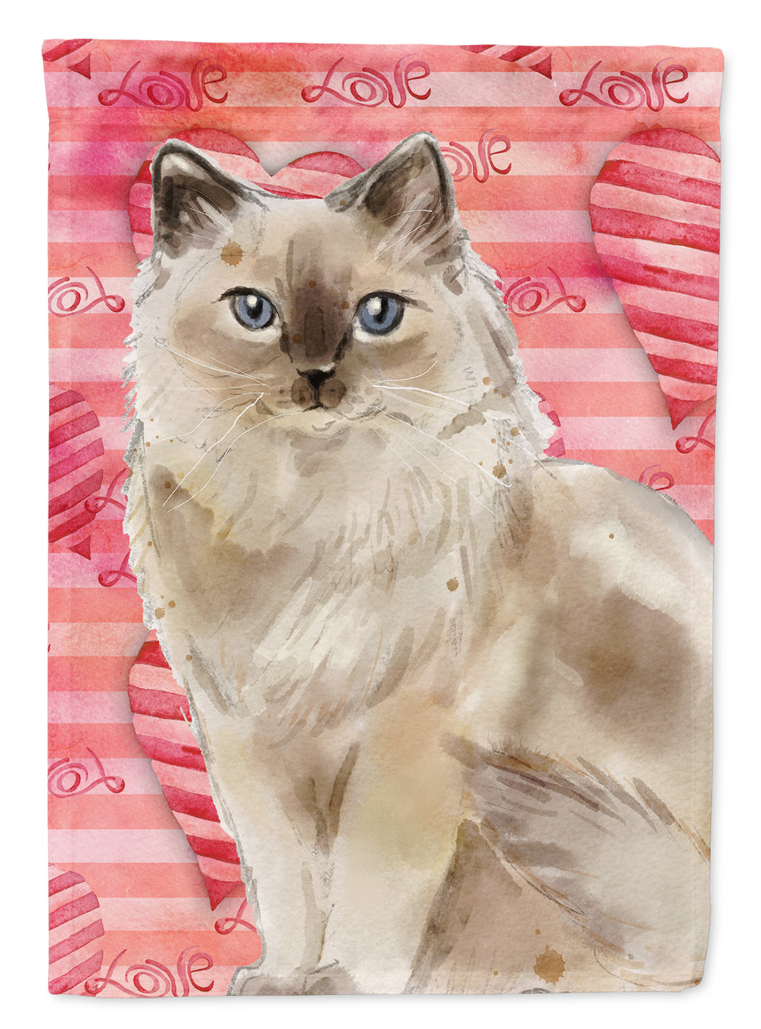 Ragdoll Cat Love House Flag 28x40 Porch Sleeve Pole Decorative Outside Yard Banner Artwork Wall Hanging, Polyester