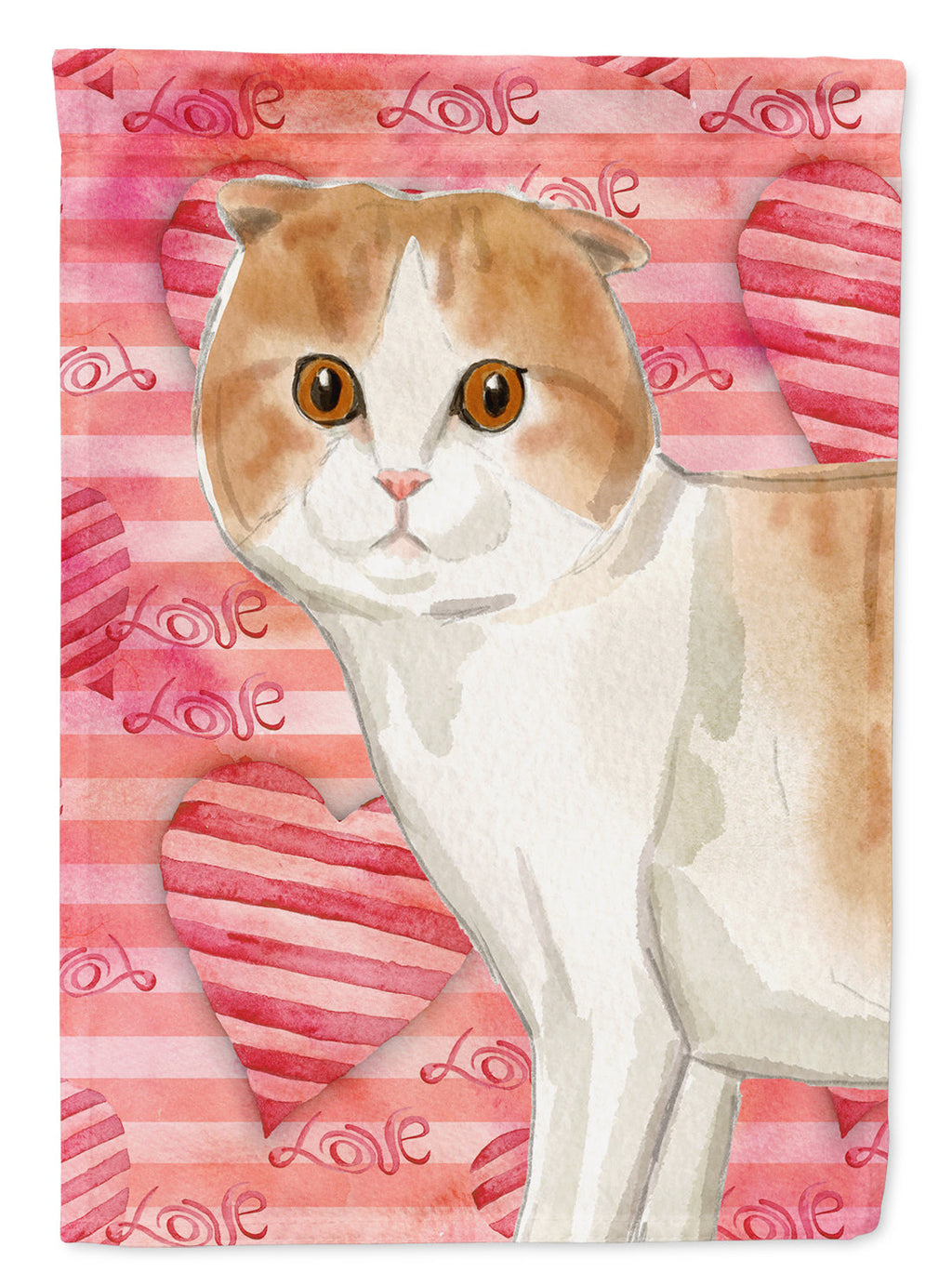 Scottish Fold Cat Love House Flag 28x40 Porch Sleeve Pole Decorative Outside Yard Banner Artwork Wall Hanging, Polyester