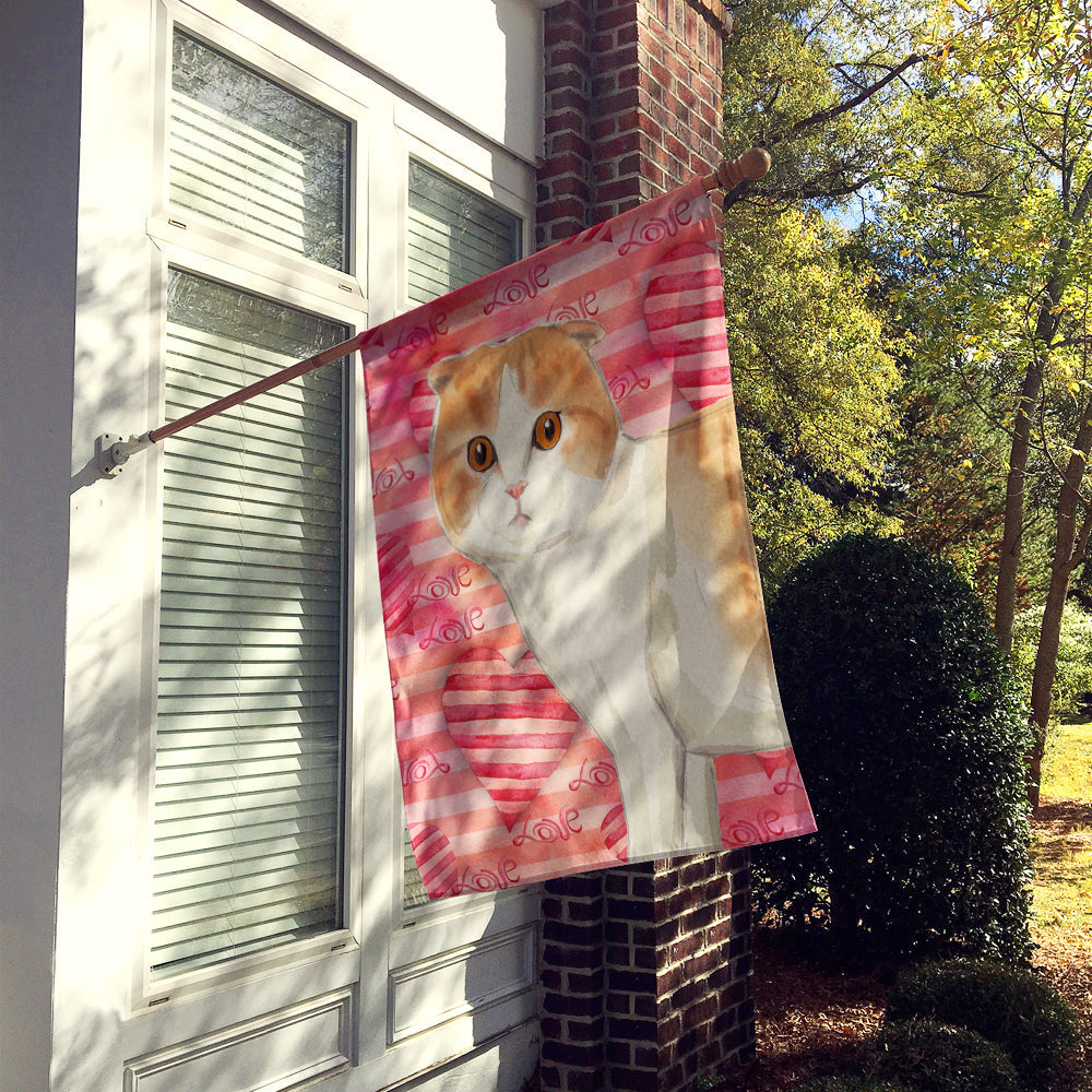Scottish Fold Cat Love House Flag 28x40 Porch Sleeve Pole Decorative Outside Yard Banner Artwork Wall Hanging, Polyester