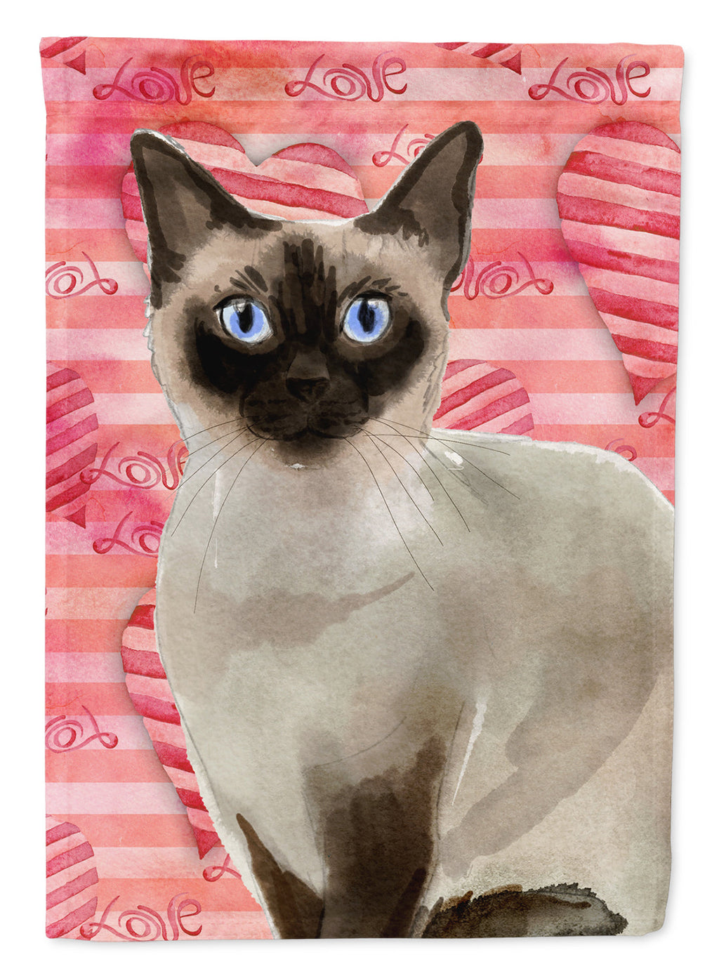 Siamese Cat Love House Flag 28x40 Porch Sleeve Pole Decorative Outside Yard Banner Artwork Wall Hanging, Polyester