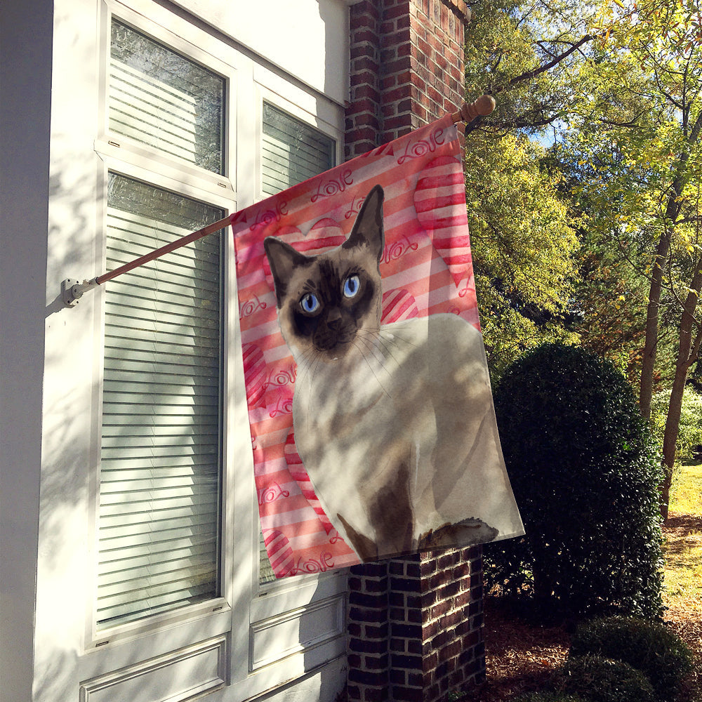 Siamese Cat Love House Flag 28x40 Porch Sleeve Pole Decorative Outside Yard Banner Artwork Wall Hanging, Polyester
