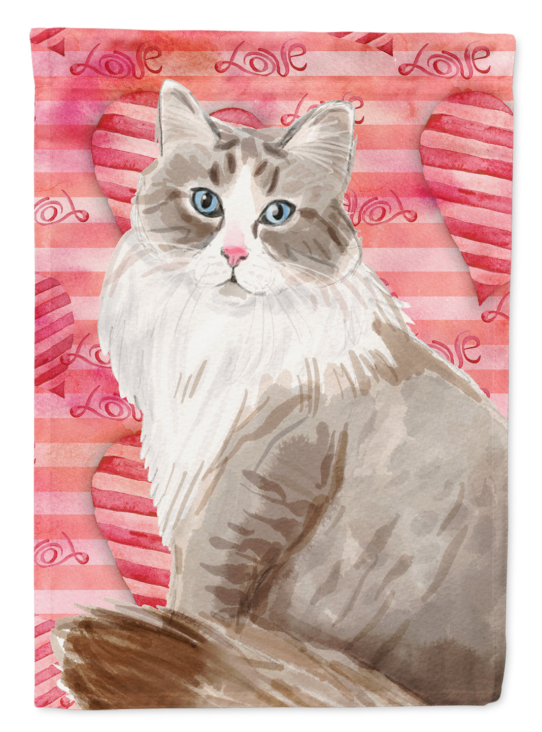 Siberian Cat Love House Flag 28x40 Porch Sleeve Pole Decorative Outside Yard Banner Artwork Wall Hanging, Polyester