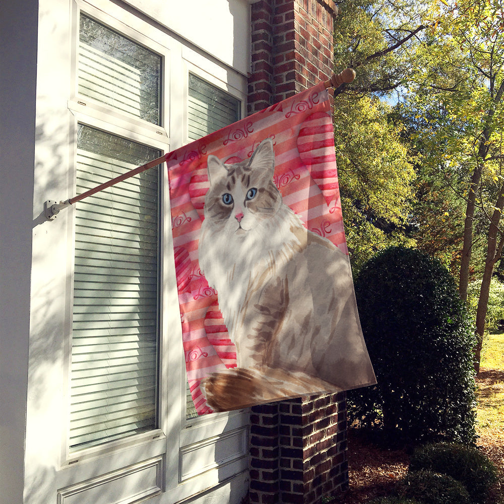 Siberian Cat Love House Flag 28x40 Porch Sleeve Pole Decorative Outside Yard Banner Artwork Wall Hanging, Polyester