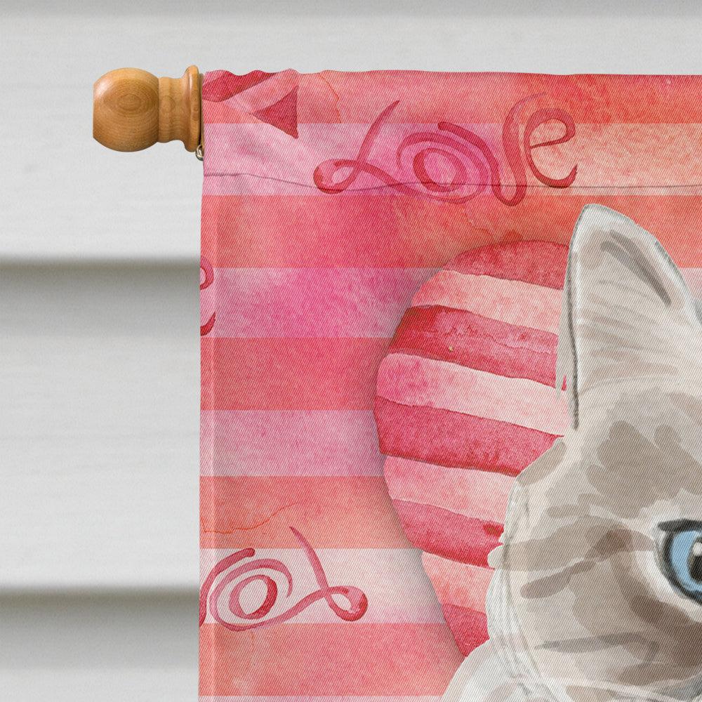 Siberian Cat Love House Flag 28x40 Porch Sleeve Pole Decorative Outside Yard Banner Artwork Wall Hanging, Polyester