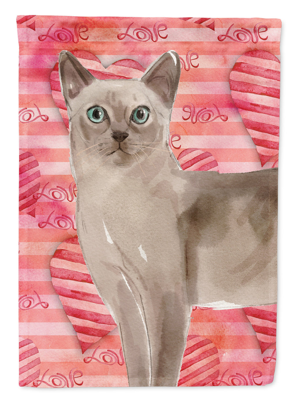 Tonkinese Cat Love House Flag 28x40 Porch Sleeve Pole Decorative Outside Yard Banner Artwork Wall Hanging, Polyester