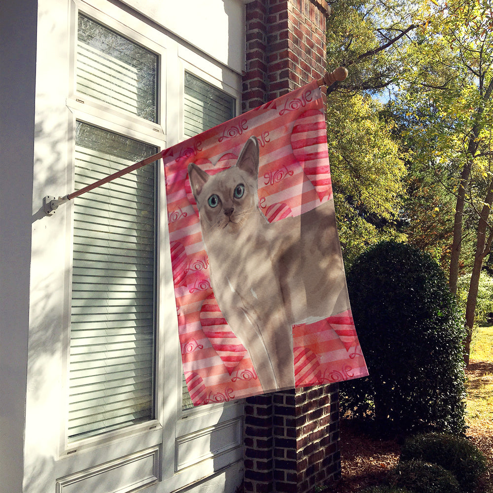 Tonkinese Cat Love House Flag 28x40 Porch Sleeve Pole Decorative Outside Yard Banner Artwork Wall Hanging, Polyester