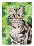 American Shorthair Shamrock House Flag 28x40 Porch Sleeve Pole Decorative Outside Yard Banner Artwork Wall Hanging, Polyester
