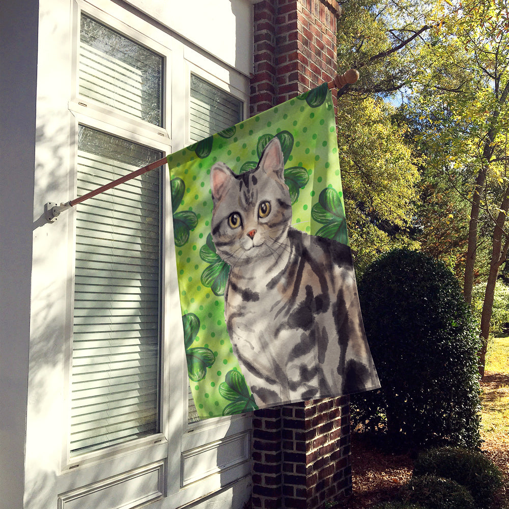 American Shorthair Shamrock House Flag 28x40 Porch Sleeve Pole Decorative Outside Yard Banner Artwork Wall Hanging, Polyester