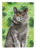 British Shorthair Shamrock House Flag 28x40 Porch Sleeve Pole Decorative Outside Yard Banner Artwork Wall Hanging, Polyester