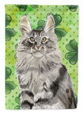 Maine Coon Shamrock House Flag 28x40 Porch Sleeve Pole Decorative Outside Yard Banner Artwork Wall Hanging, Polyester