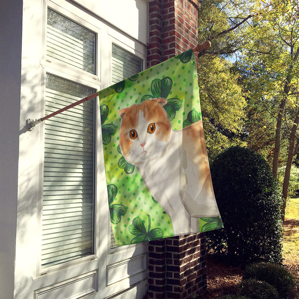 Scottish Fold Shamrock House Flag 28x40 Porch Sleeve Pole Decorative Outside Yard Banner Artwork Wall Hanging, Polyester
