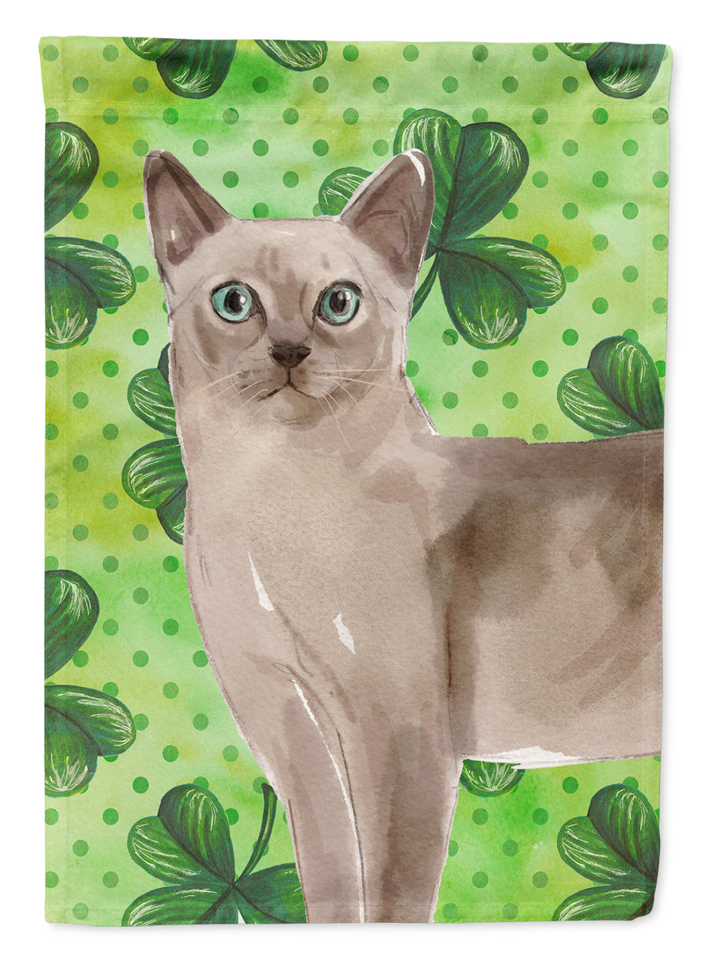 Tonkinese Shamrock House Flag 28x40 Porch Sleeve Pole Decorative Outside Yard Banner Artwork Wall Hanging, Polyester