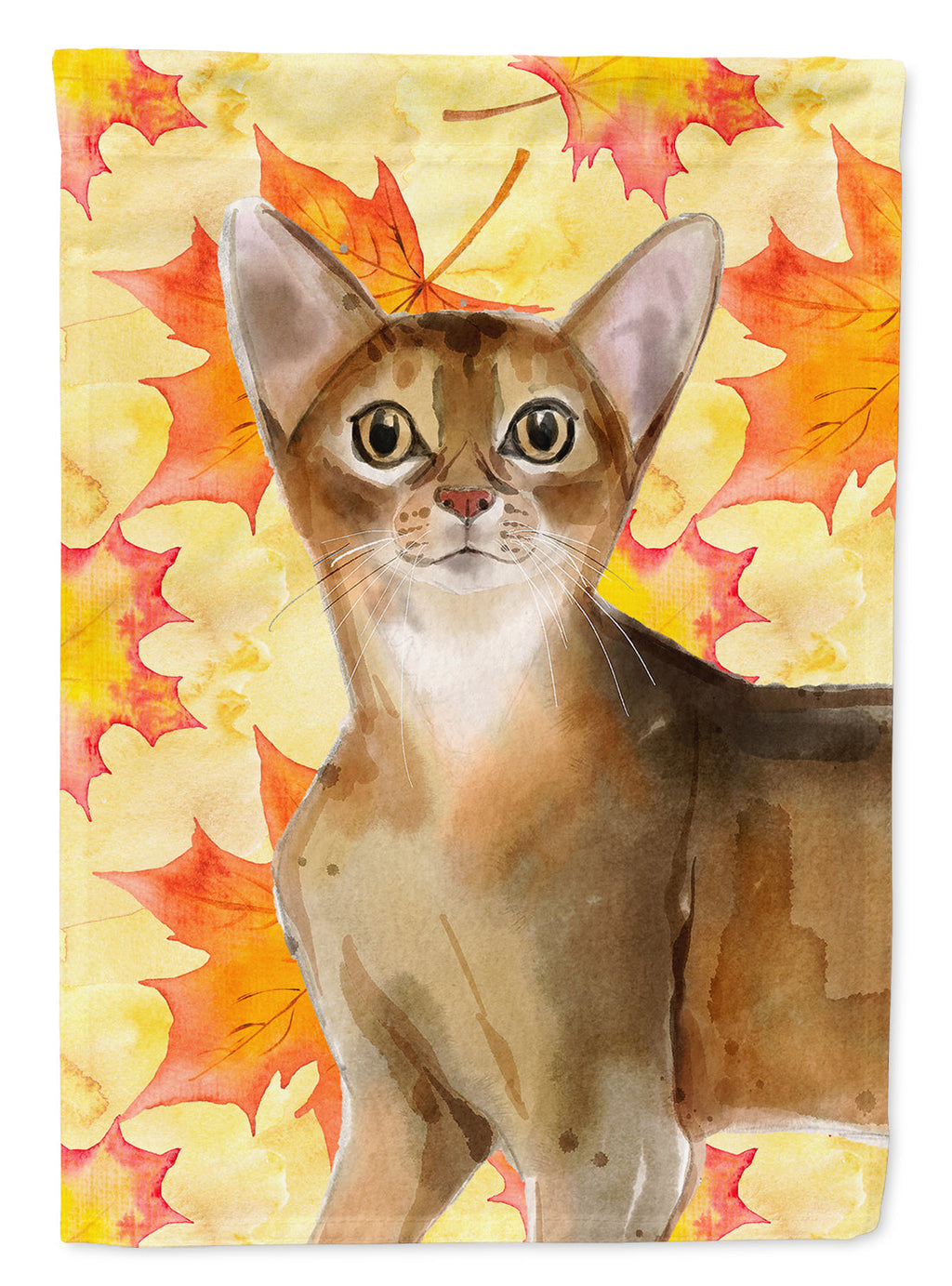 Abyssinian Fall Leaves House Flag 28x40 Porch Sleeve Pole Decorative Outside Yard Banner Artwork Wall Hanging, Polyester