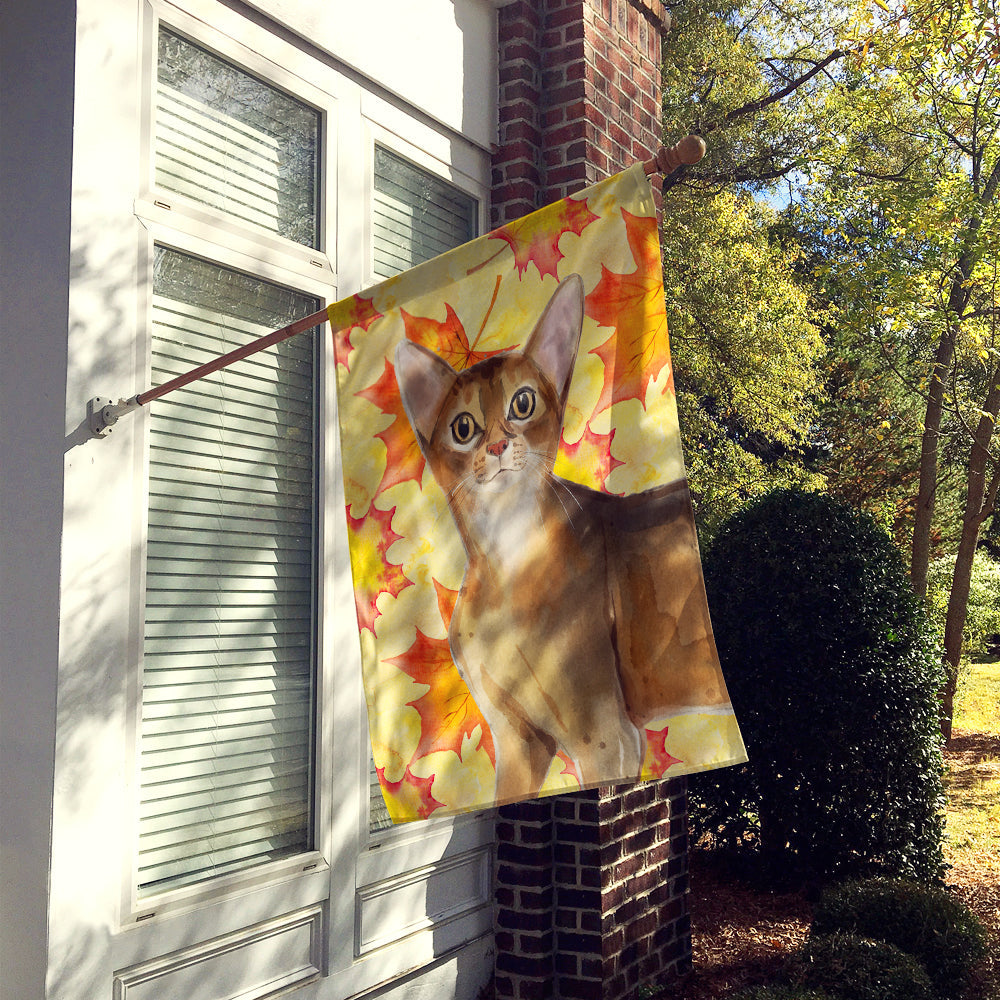 Abyssinian Fall Leaves House Flag 28x40 Porch Sleeve Pole Decorative Outside Yard Banner Artwork Wall Hanging, Polyester
