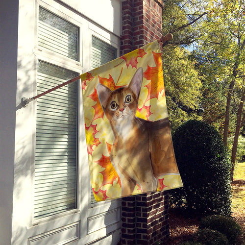 Abyssinian Fall Leaves House Flag 28x40 Porch Sleeve Pole Decorative Outside Yard Banner Artwork Wall Hanging, Polyester